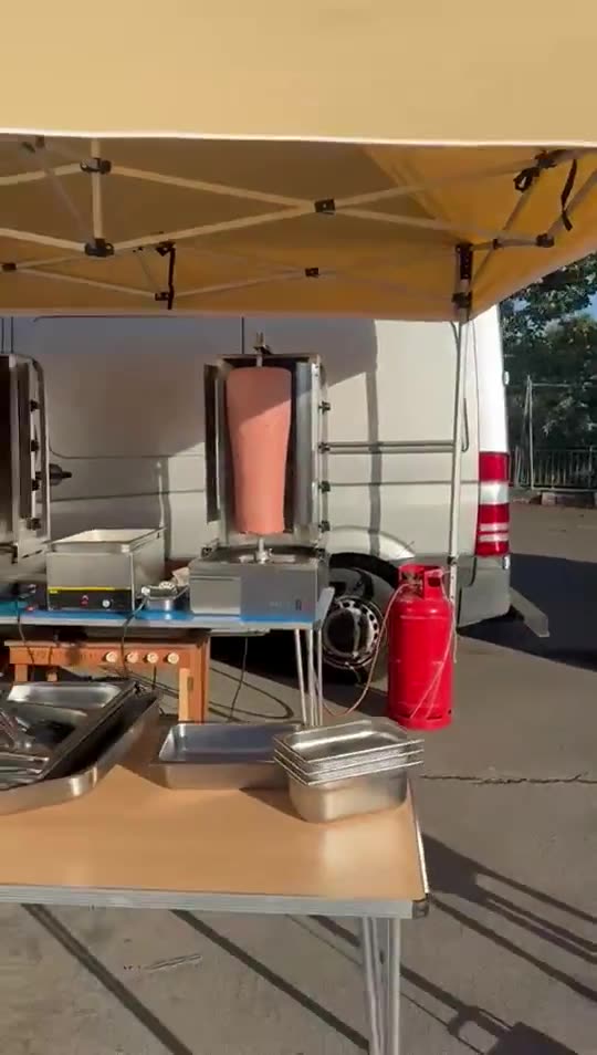 Video: our döner stands and grill set up under a gazebo